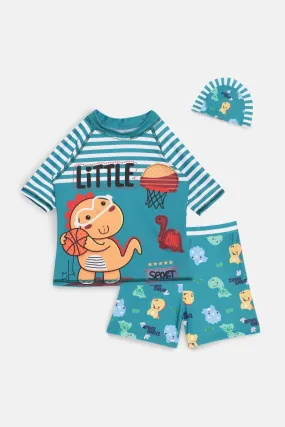 Dino Dribble Boys T-shirt And Short Swim Set