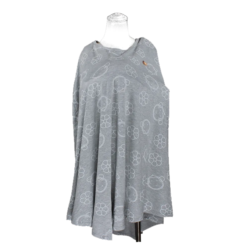 DooDooMooky Bamboo Nursing Cover Poncho Type Grey Mooky Flower