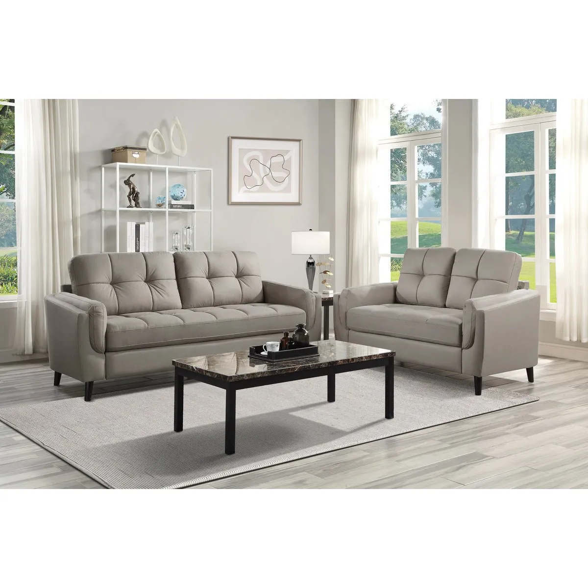 Dorelle Collection Loveseat Taupe Micro-Fiber