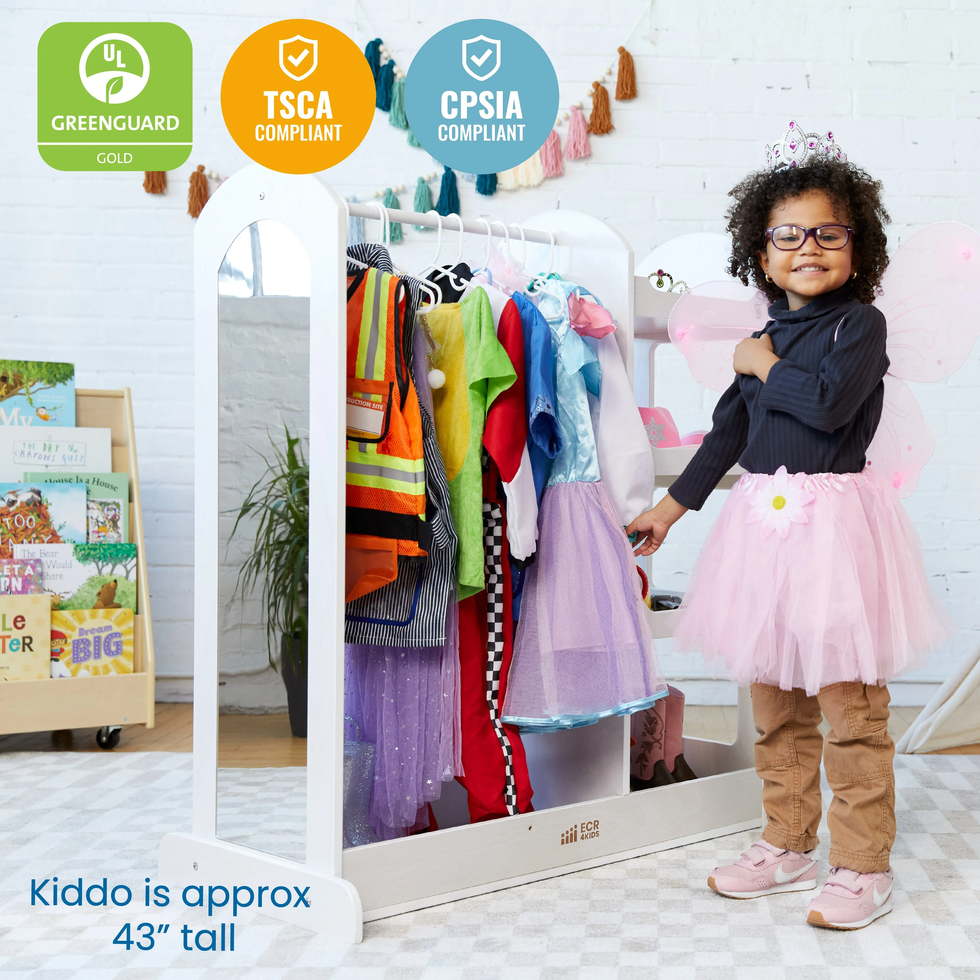 Dress Up Center with Mirror, Costume Organizer