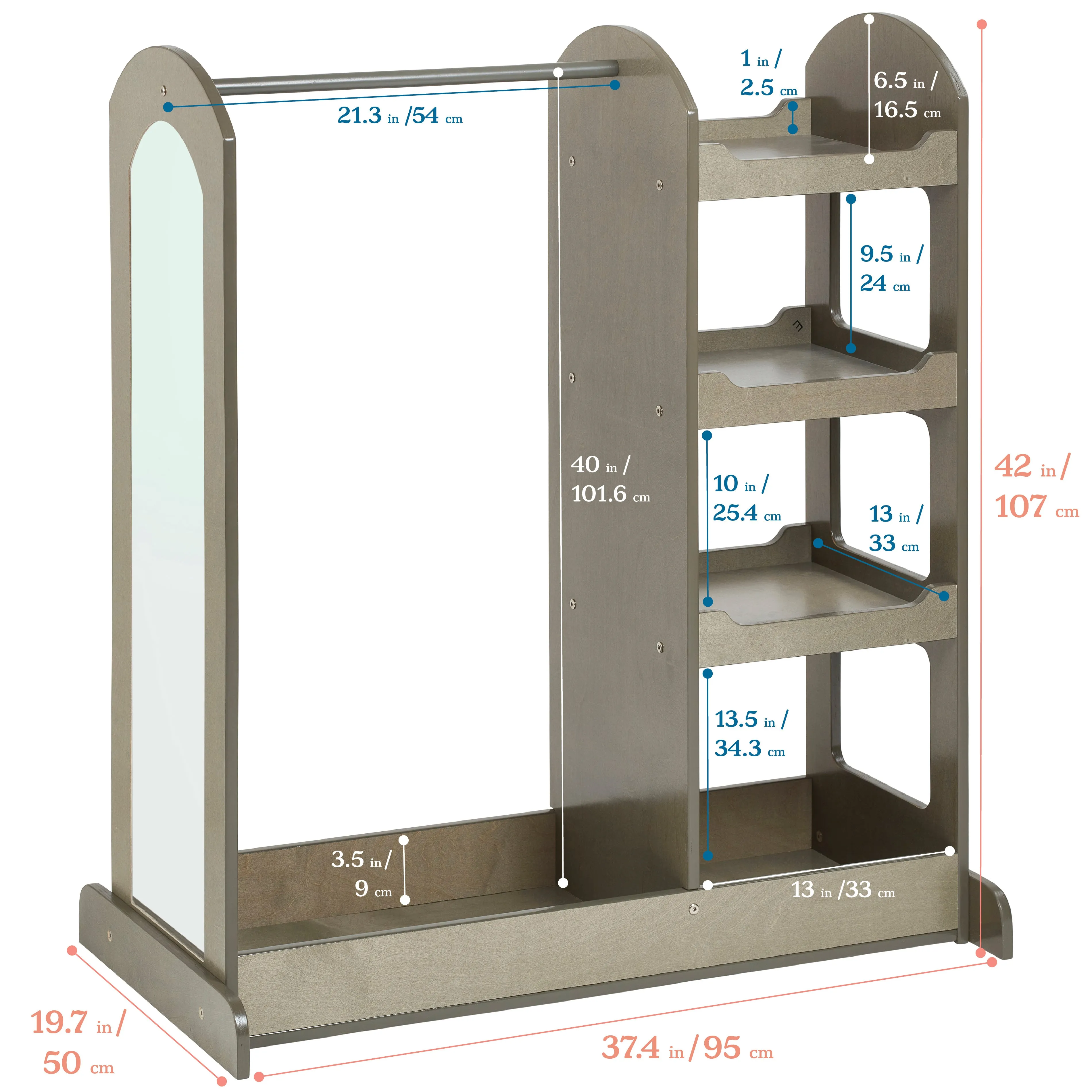 Dress Up Center with Mirror, Costume Organizer