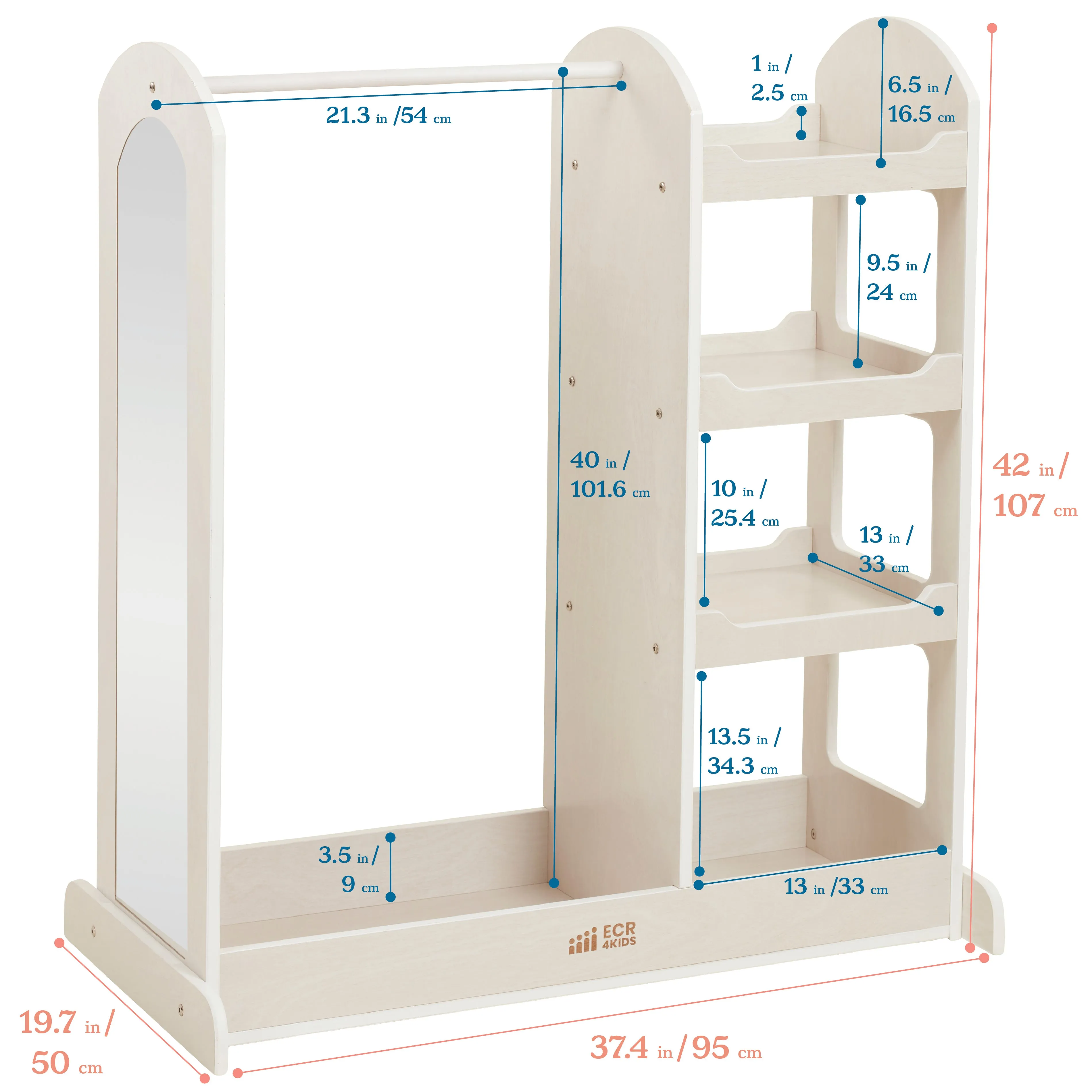 Dress Up Center with Mirror, Costume Organizer