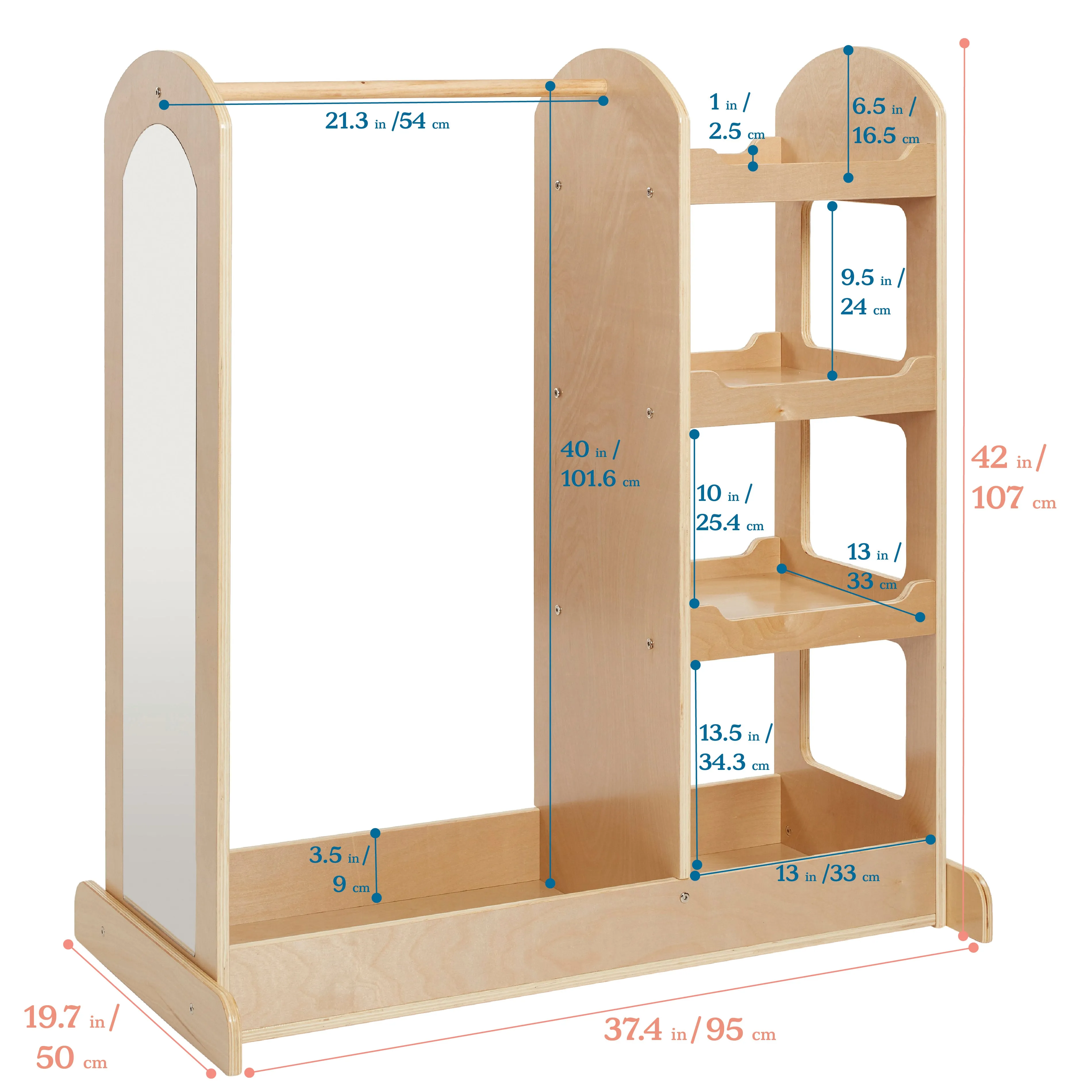 Dress Up Center with Mirror, Costume Organizer