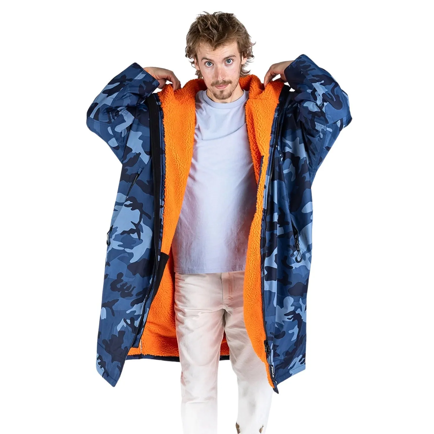 Dryrobe Advance Long Sleeve Drying & Changing Robe - Blue Camo/Orange