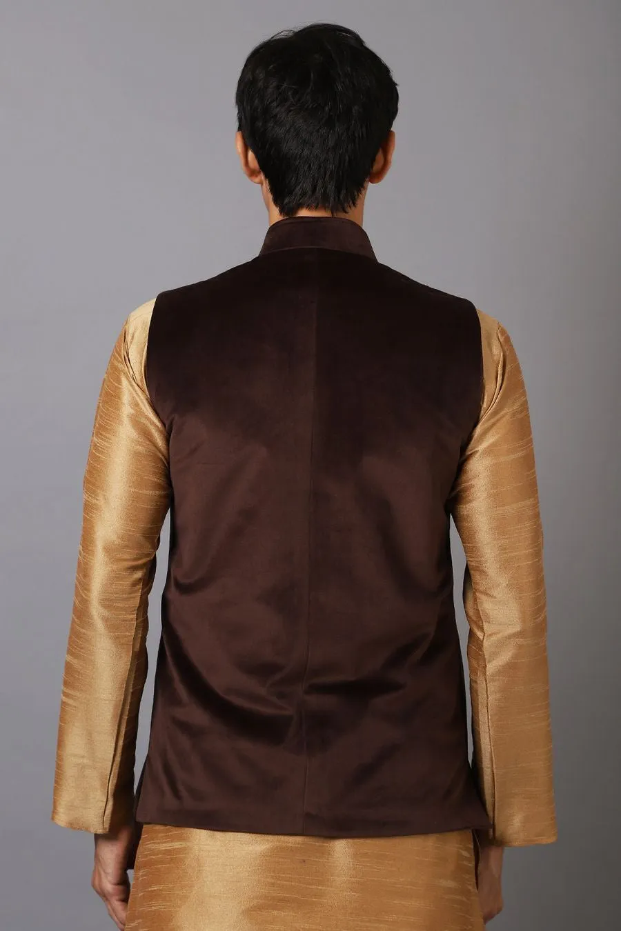 Dust Free Cotton Velvet Brown Modi Nehru Jacket