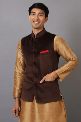 Dust Free Cotton Velvet Brown Modi Nehru Jacket