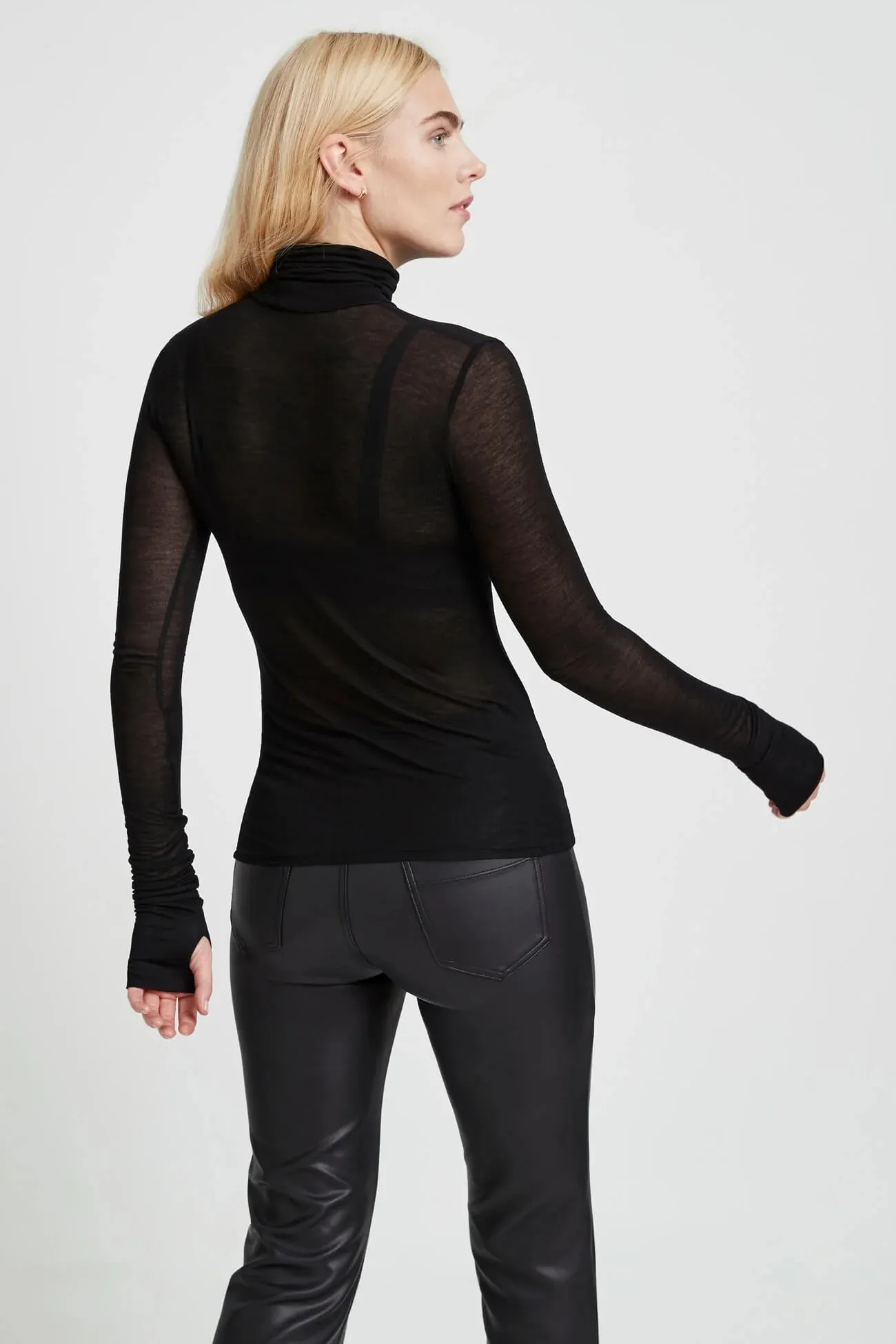 Eloise Sheer Turtleneck in Black by Marcella