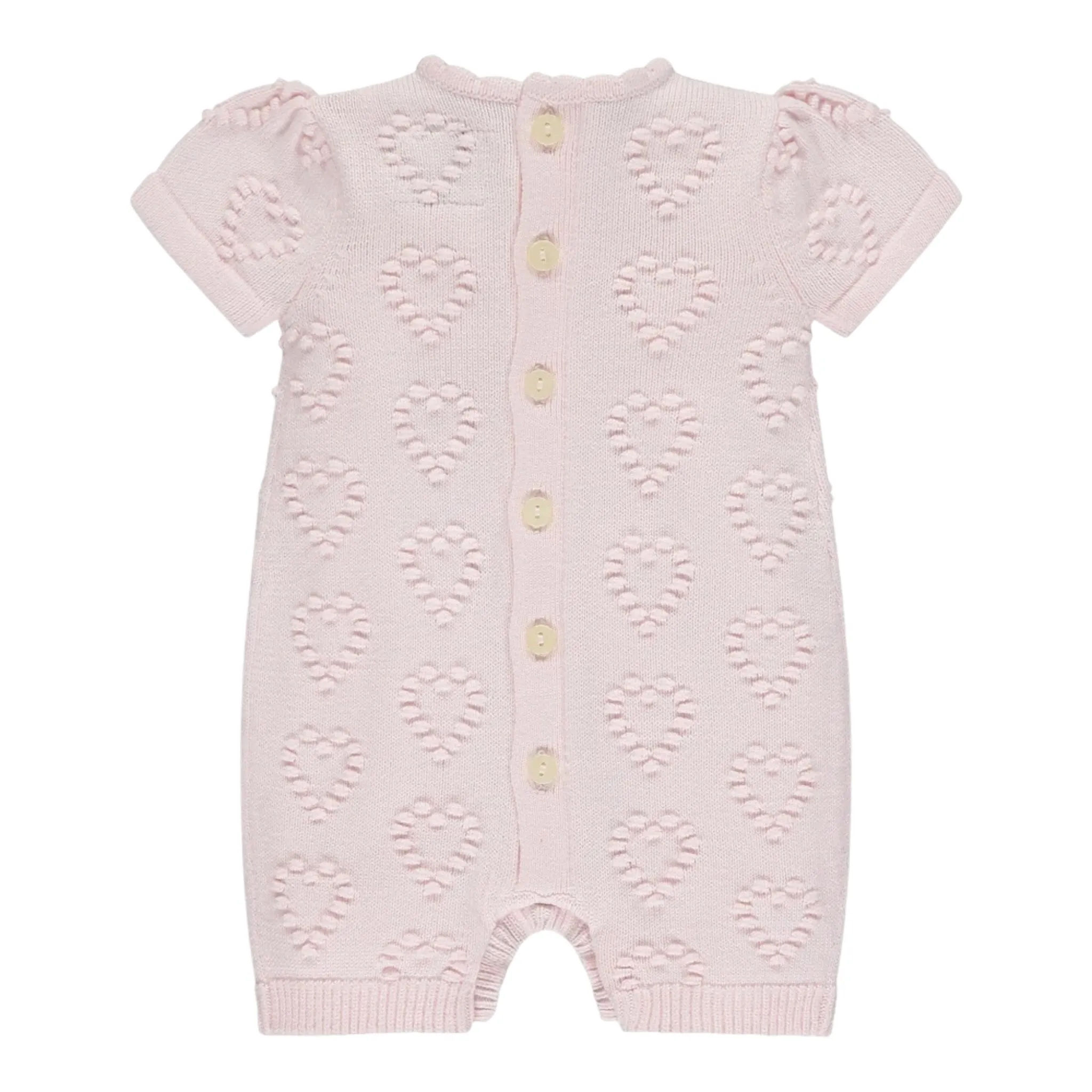 Emile et Rose - Soft pink, 2 piece, knit, shortie and hat, hearts detail