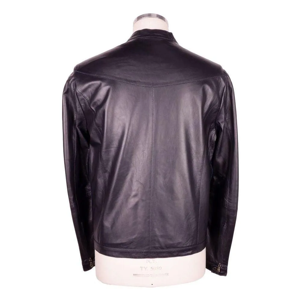 Emilio Romanelli Sleek Black Genuine Leather Jacket