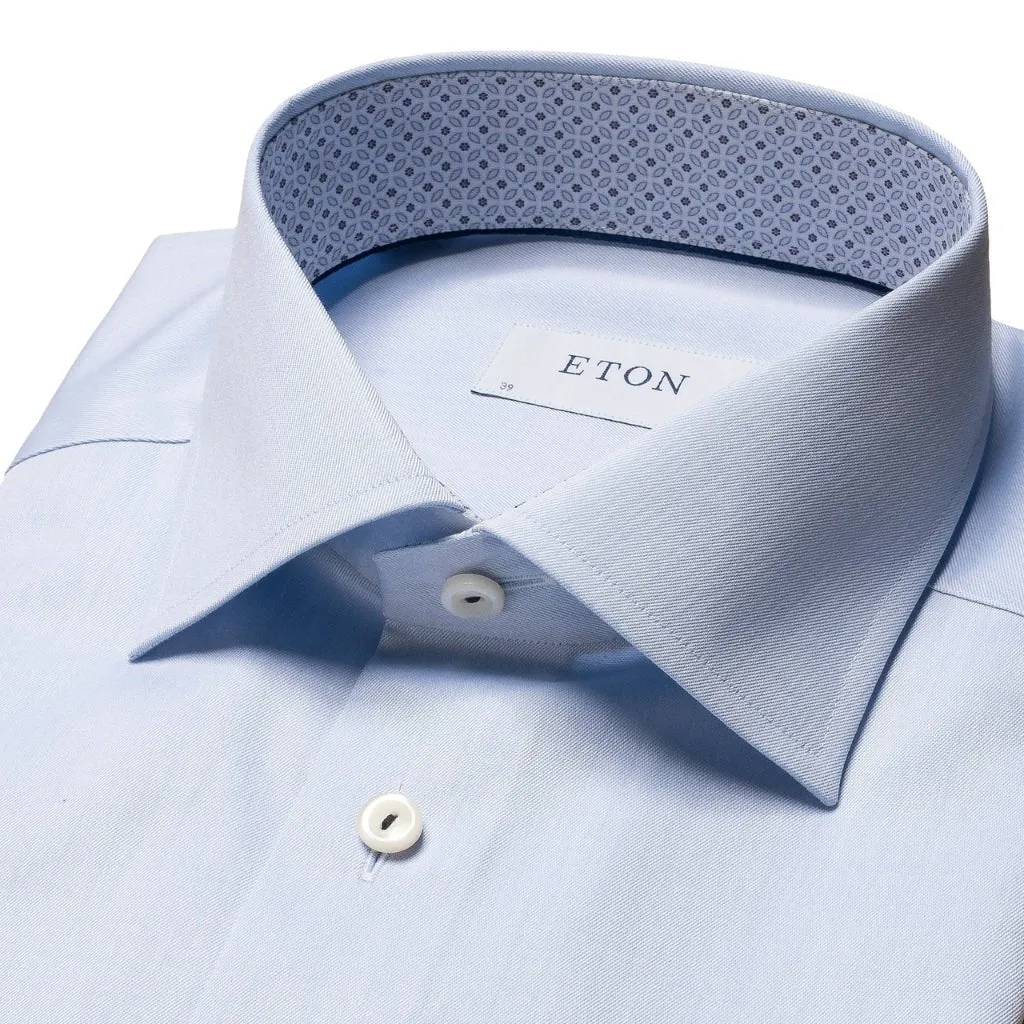 ETON Geometric Twill Long Sleeve Shirt Single Cuff Contemporary Fit LIGHT BLUE