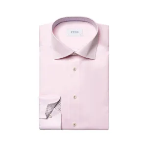 ETON Geometric Twill Long Sleeve Single Cuff Classic Fit Shirt PINK