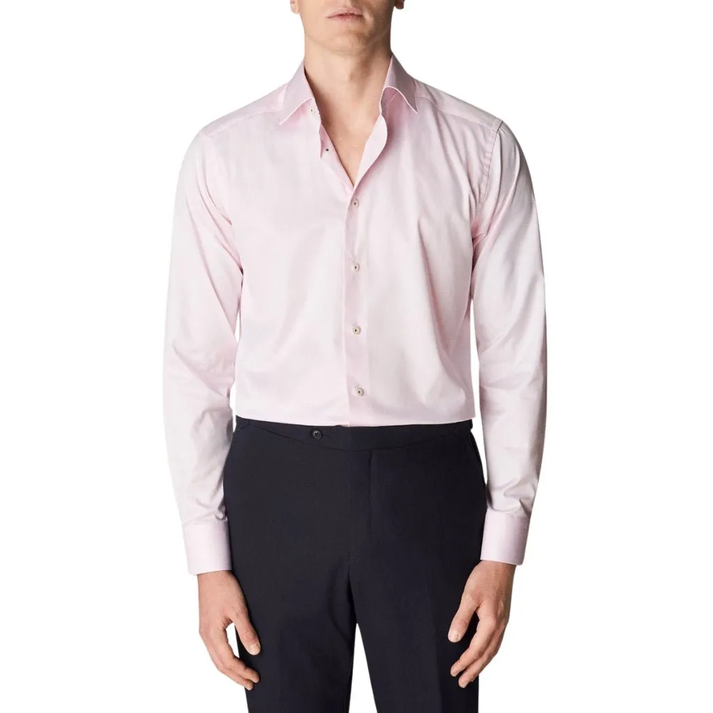 ETON Geometric Twill Long Sleeve Single Cuff Classic Fit Shirt PINK