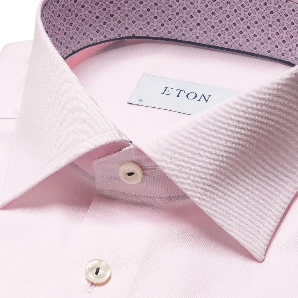 ETON Geometric Twill Long Sleeve Single Cuff Classic Fit Shirt PINK