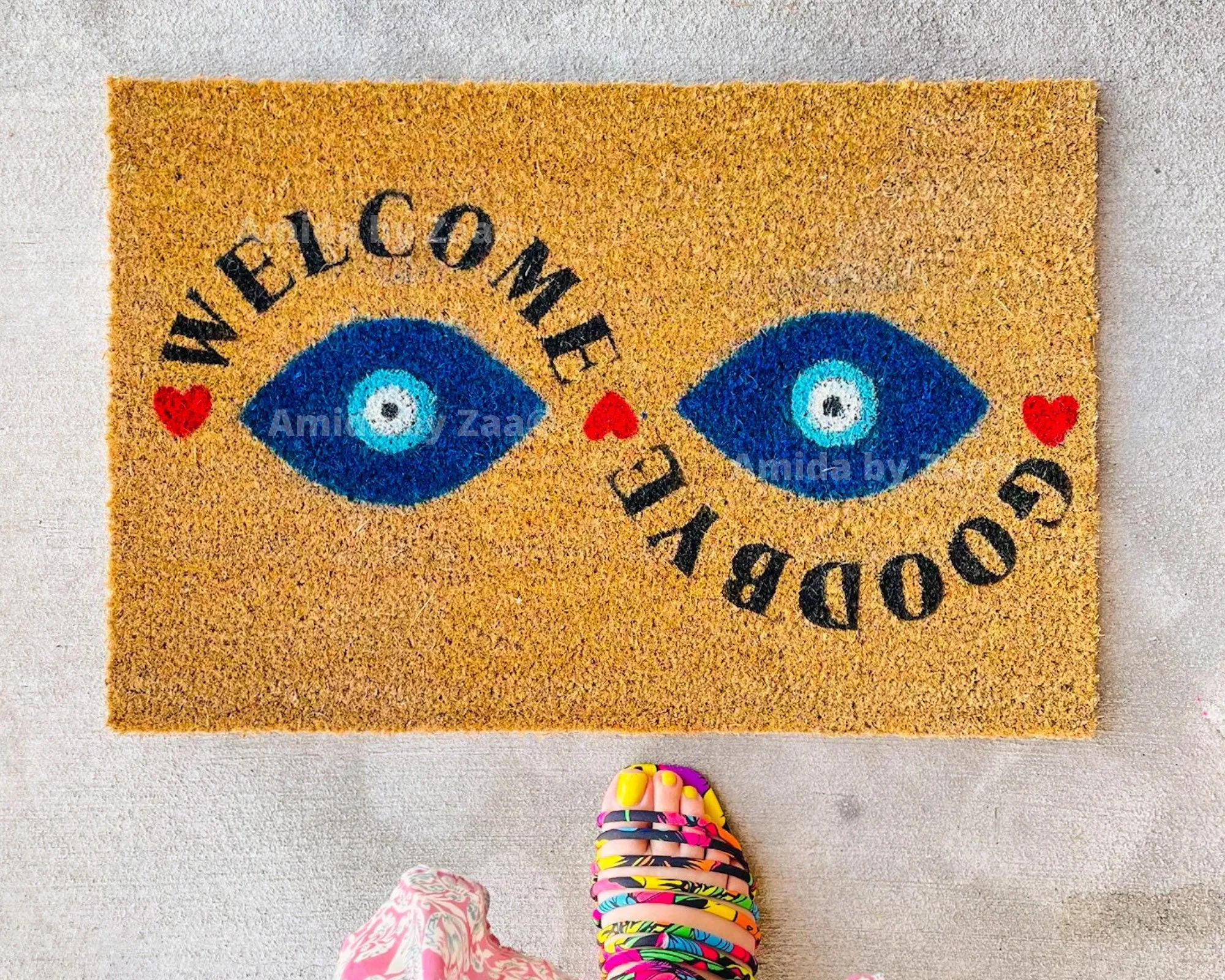 Evil Eye Design Doormat Funny Doormat Welcome Doormat Evil Eye Door Mat Check Energy Door Mat