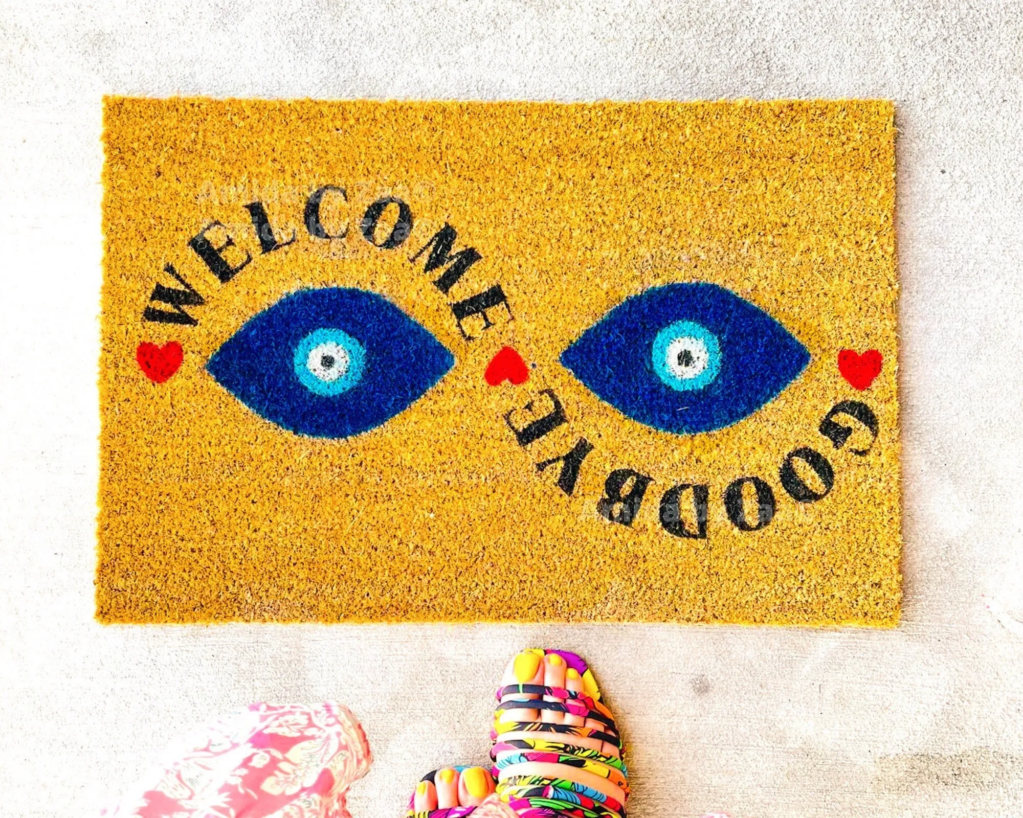 Evil Eye Design Doormat Funny Doormat Welcome Doormat Evil Eye Door Mat Check Energy Door Mat