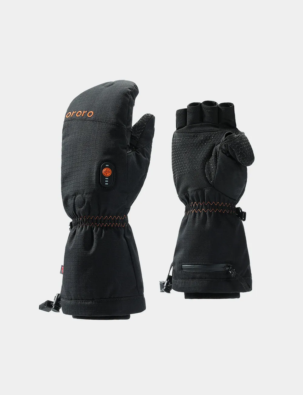 Fargo Unisex Heated Flip Top Mittens - Black