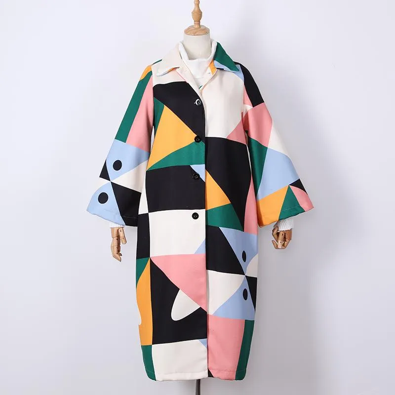 Fashion Women Colorful Long Overcoat