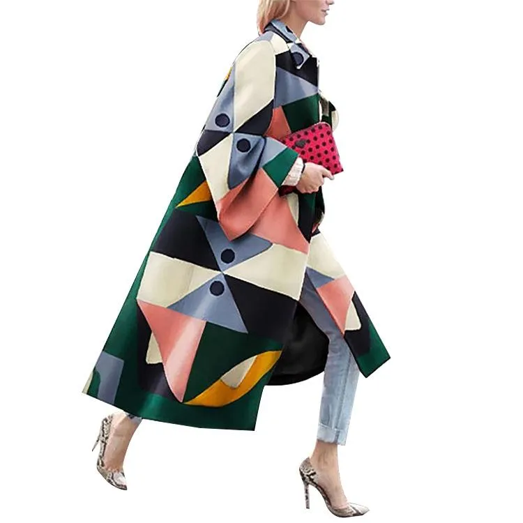 Fashion Women Colorful Long Overcoat