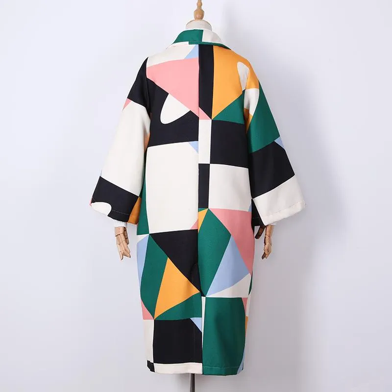 Fashion Women Colorful Long Overcoat