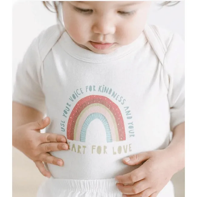 finn and emma graphic bodysuit - kindness rainbow