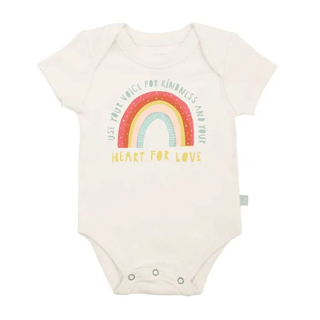 finn and emma graphic bodysuit - kindness rainbow