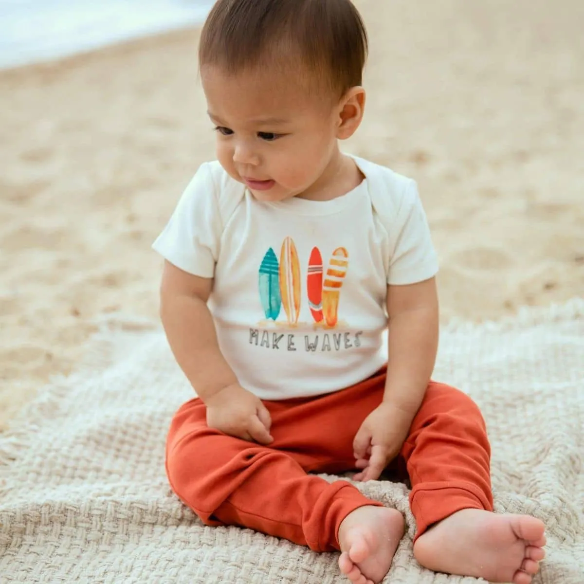 Finn and Emma Organic Short Sleeve Bodysuit - Make Waves