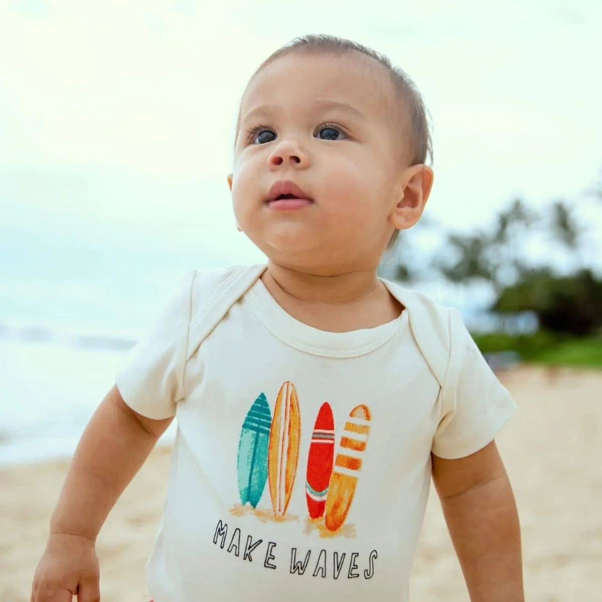 Finn and Emma Organic Short Sleeve Bodysuit - Make Waves