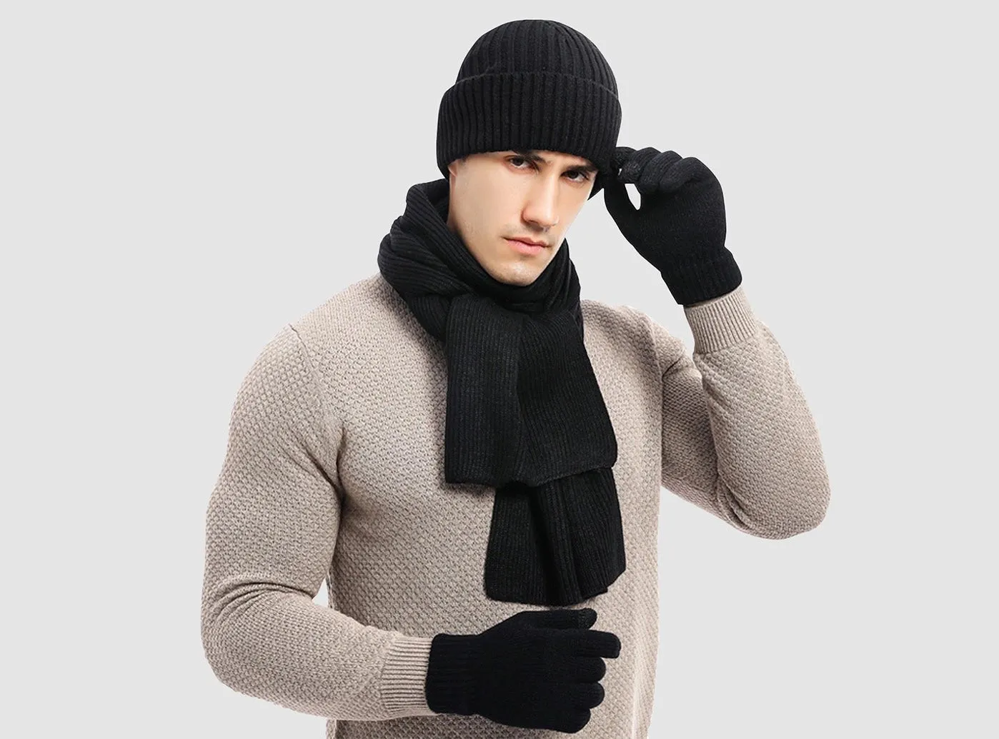 FitVille Knitted Hat and Scarf Set