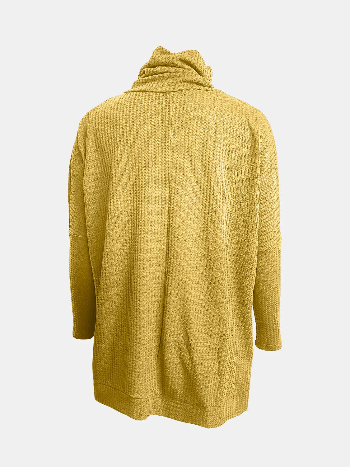 Full Size Waffle Knit Turtleneck Long Sleeve T-Shirt