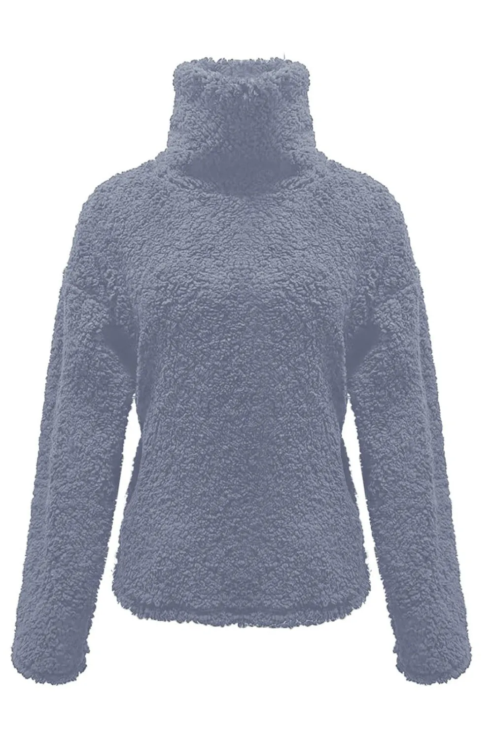 Fuzzy Turtleneck Long Sleeve Sweatshirt