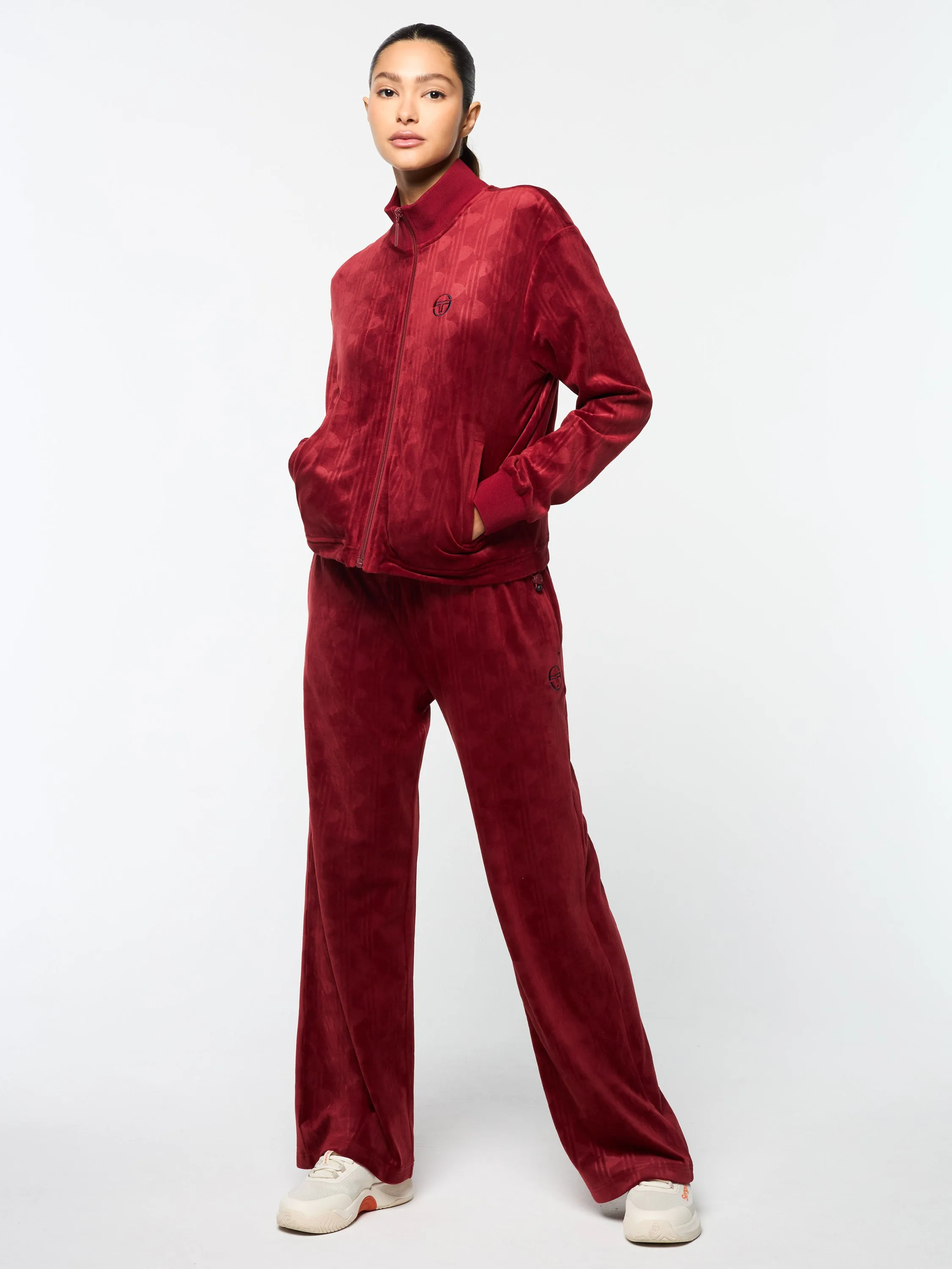 Gabrisa Velour Track Jacket- Sun Dried Tomato