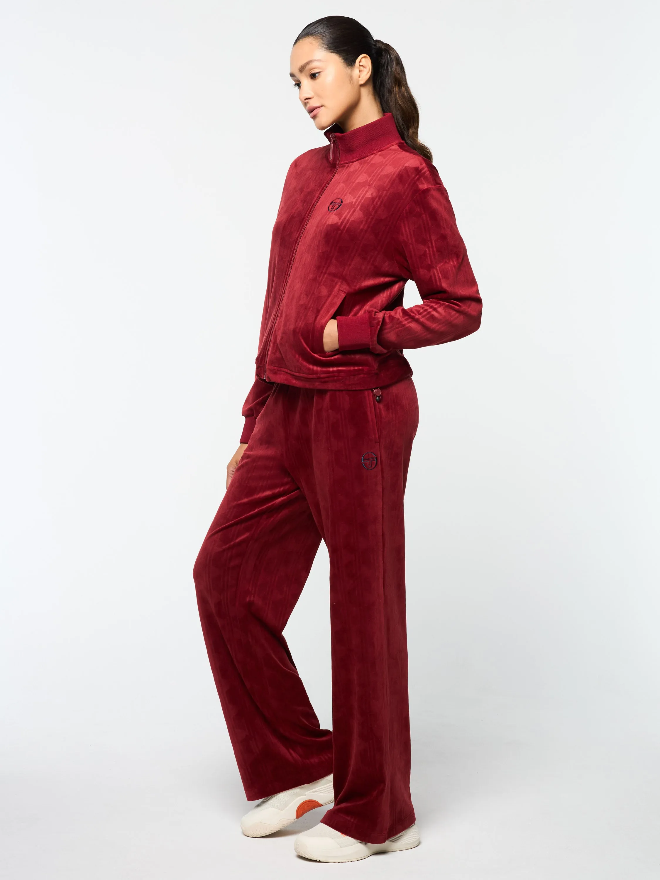 Gabrisa Velour Track Jacket- Sun Dried Tomato