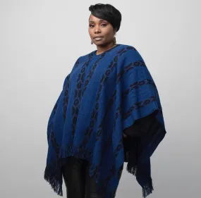 Geometric Poncho - Dual Neck w/ Fringe