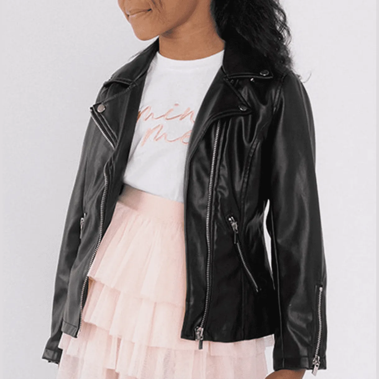 Girls Penny Vegan Leather Motorcycle Jacket