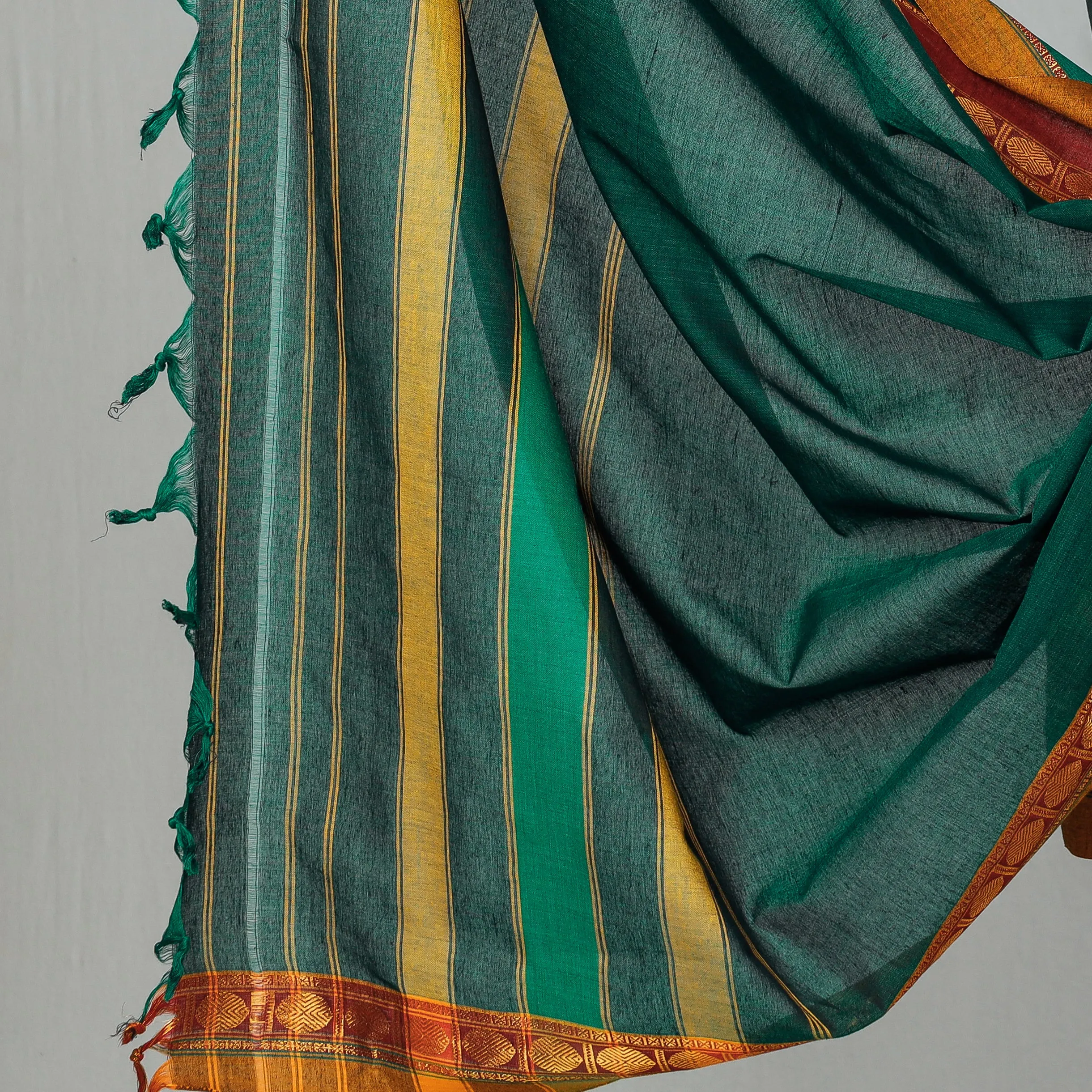 Green - 3pc Traditional Cotton Dharwad Dress Material 10