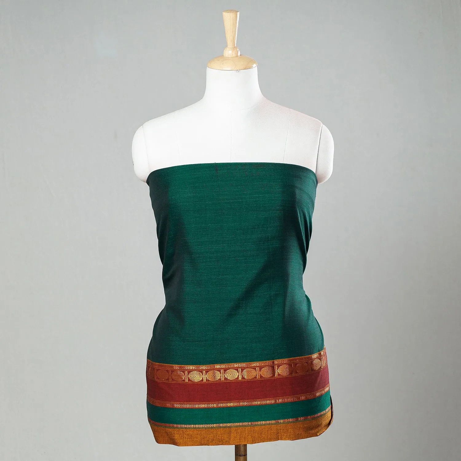 Green - 3pc Traditional Cotton Dharwad Dress Material 10