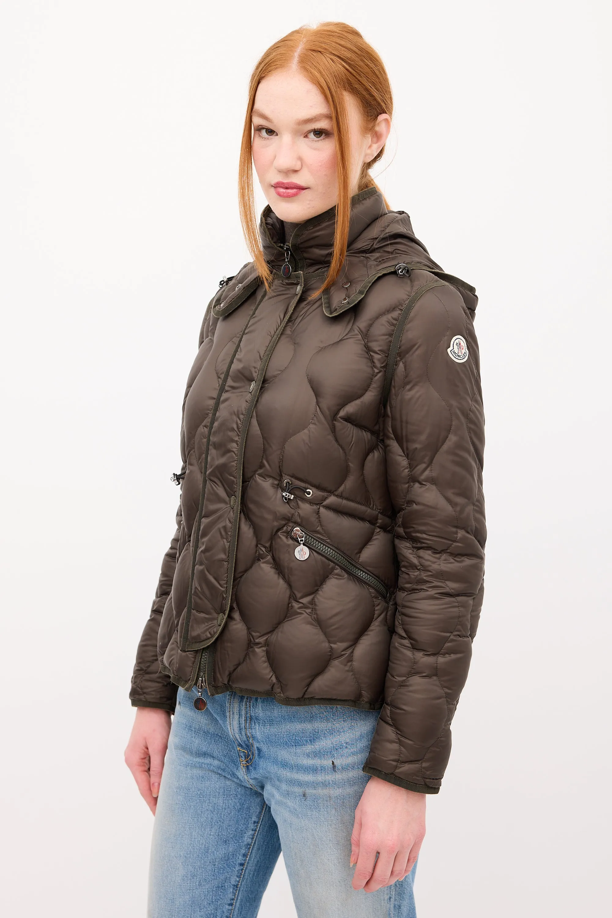 Green Down & Nylon Marmotte Puffer Jacket