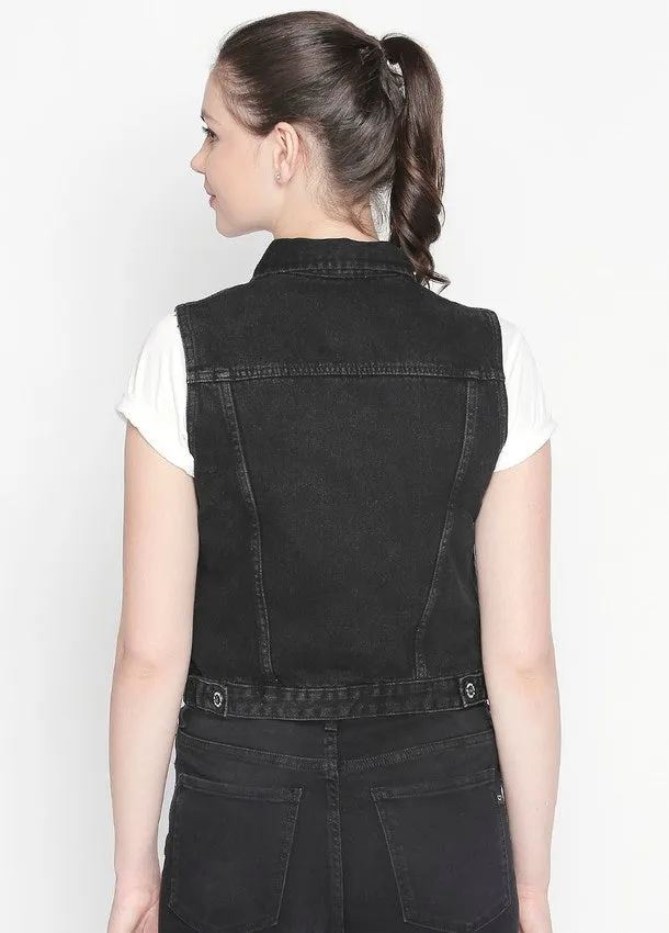 Hamburg Black Denim Vest Jacket