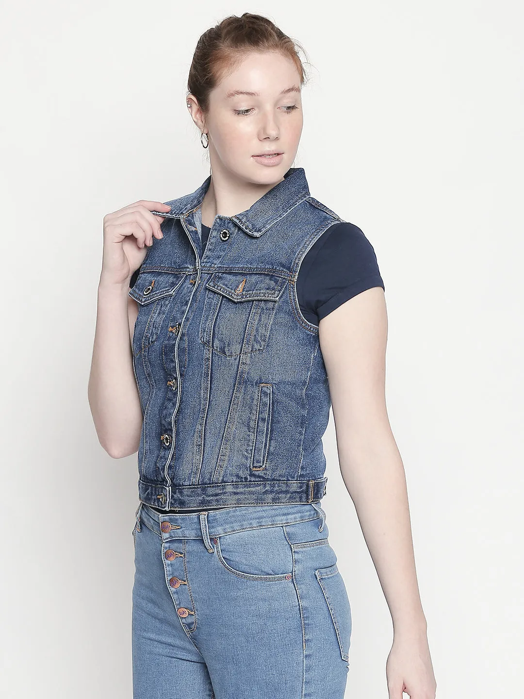 Hamburg Mid Blue Denim Vest Jacket