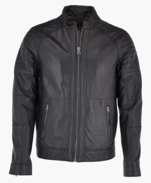 Handcrafted Vintage-Style Leather Biker Jacket for Men