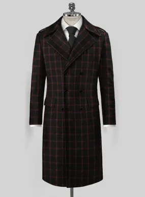 Highlander Heavy Black Checks Tweed GQ Overcoat