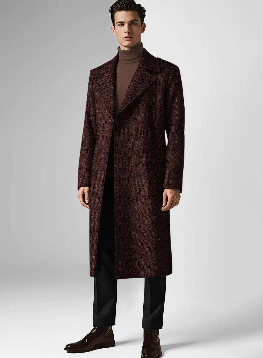 Highlander Heavy Wine Bedford Tweed GQ Overcoat