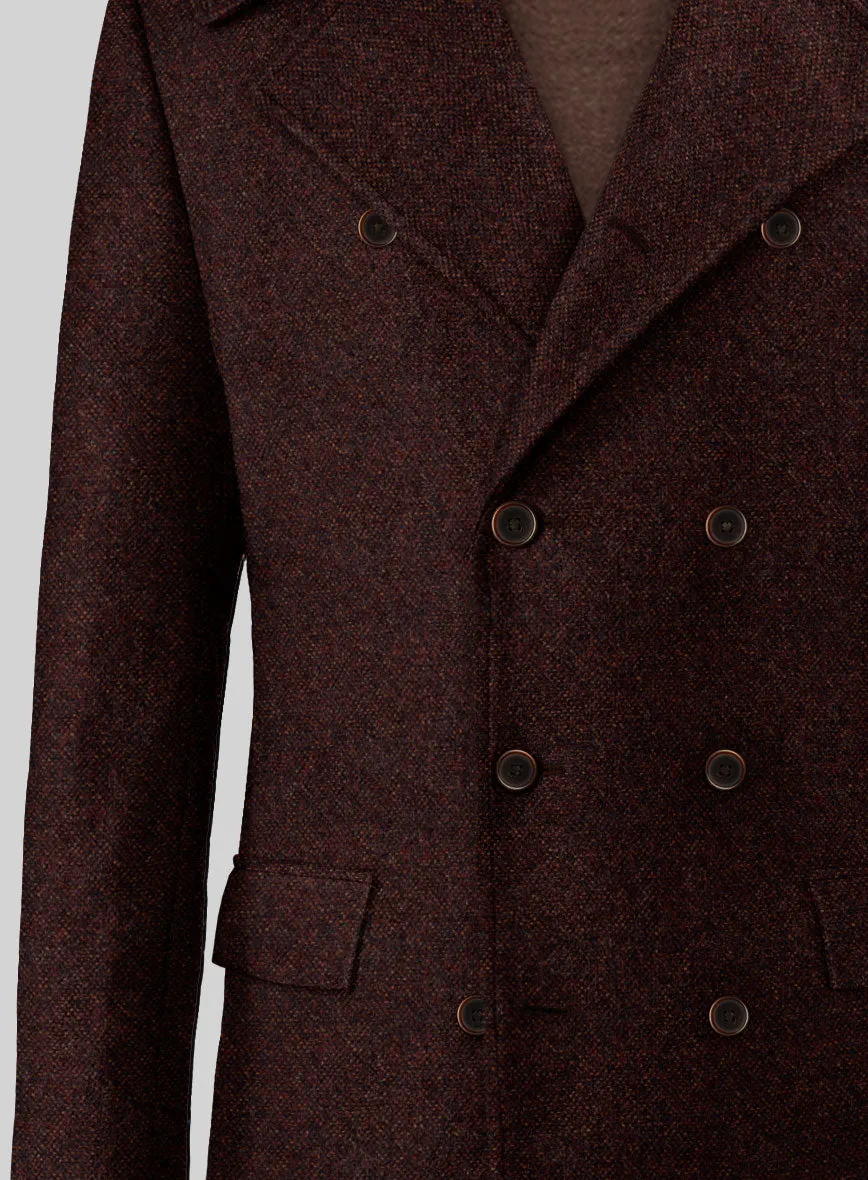 Highlander Heavy Wine Bedford Tweed GQ Overcoat