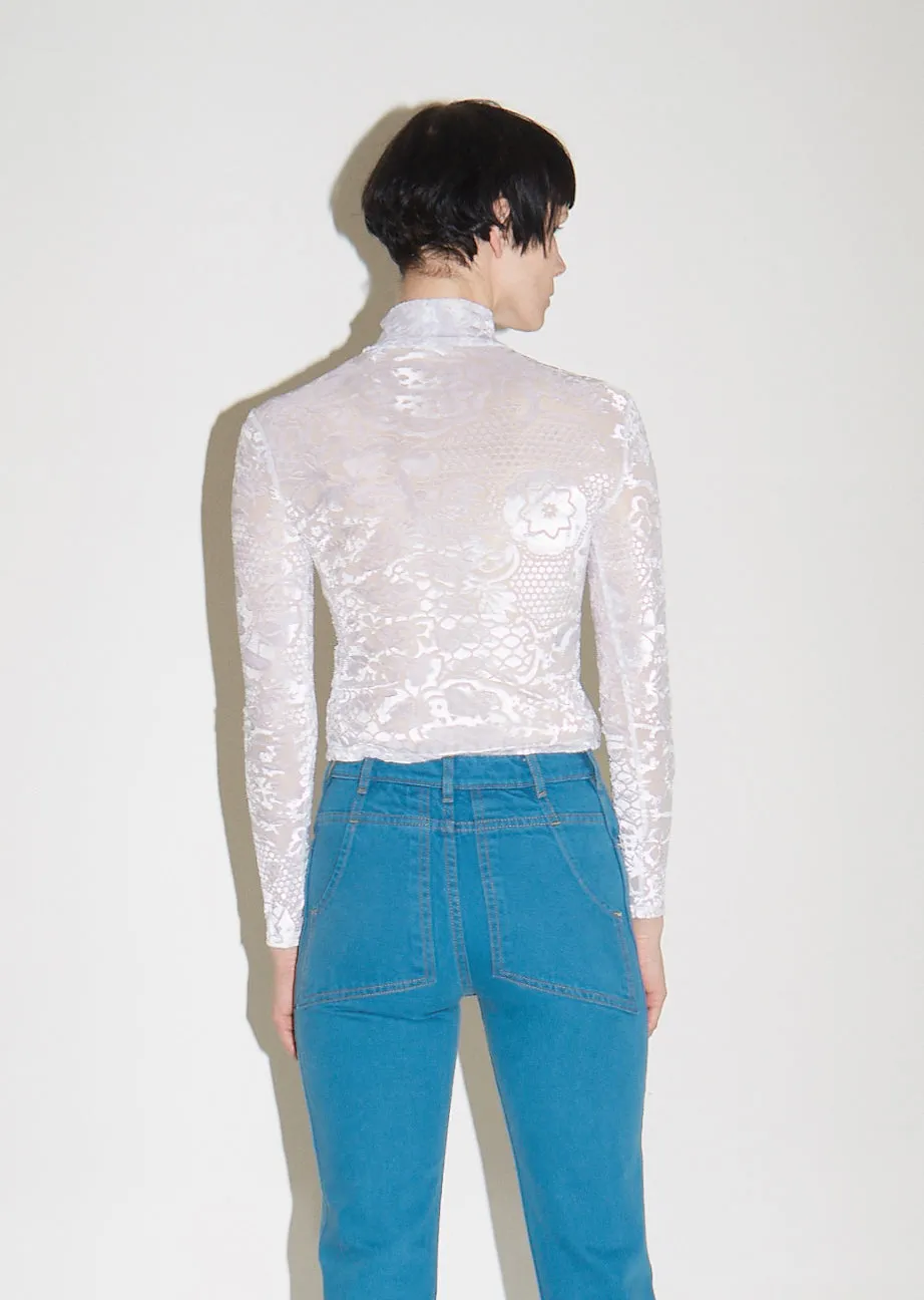 Ice Floral Burnout Shrunk Turtleneck