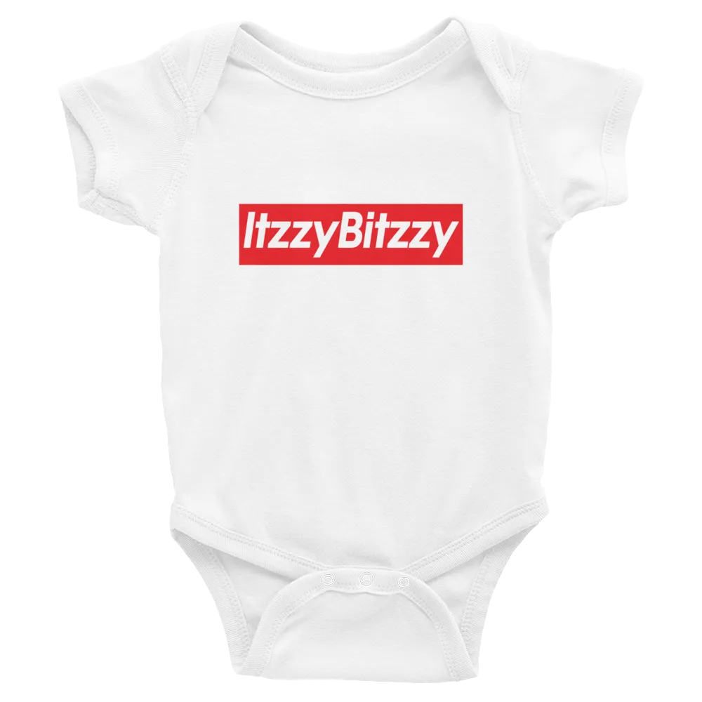 “ItzzyBitzzy” RED Box Logo Baby Onesie