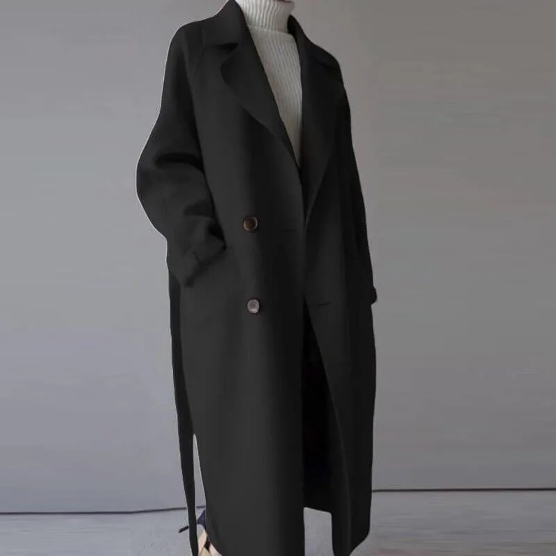 Joan Coat Lapel Collar Overcoat