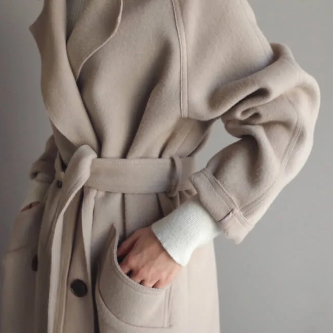 Joan Coat Lapel Collar Overcoat