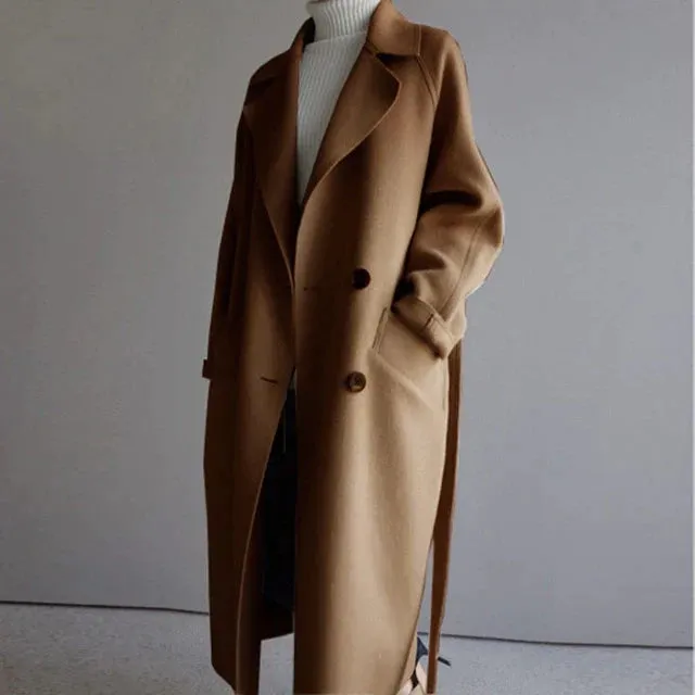 Joan Coat Lapel Collar Overcoat