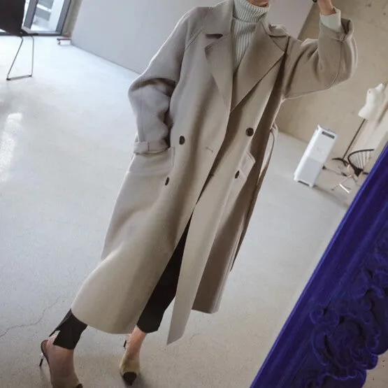 Joan Coat Lapel Collar Overcoat