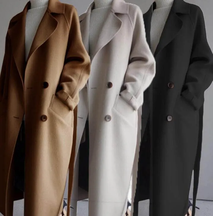 Joan Coat Lapel Collar Overcoat